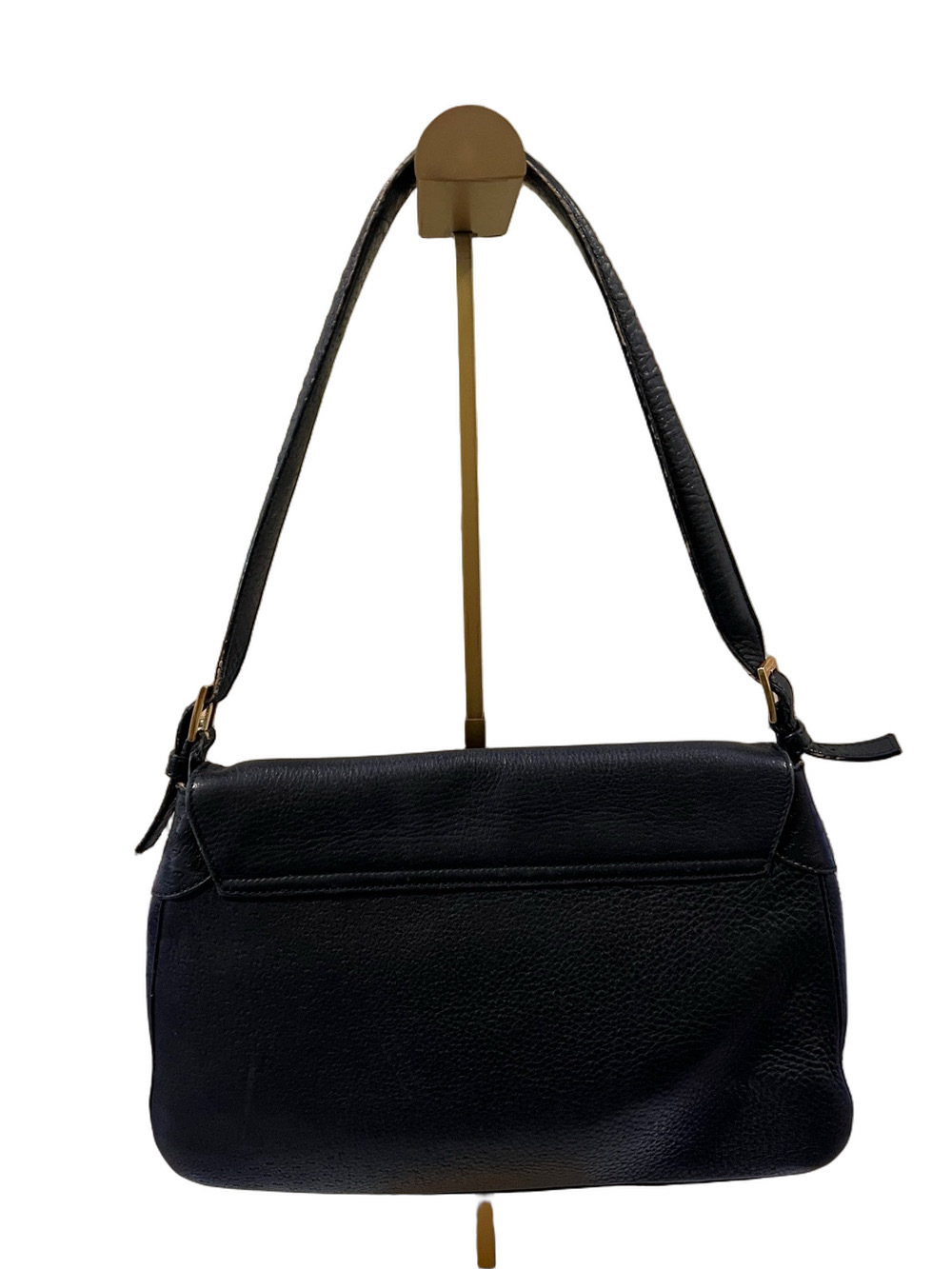 Salvatore Ferragamo Black Leather Shoulder Bag with Gold Hardware - Picture 7 of 11